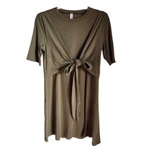 Lululemon Dress Green 4 Women's Cotton Wrap Front T Shirt Tie Pima Short Sleeve